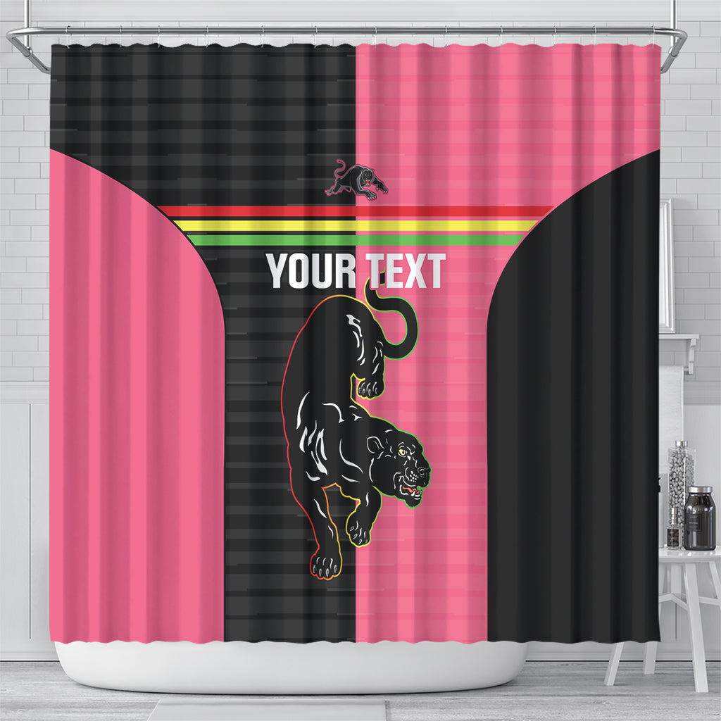 Custom Panthers Rugby Shower Curtain Black Pink Color Sporty Style