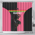 Custom Panthers Rugby Shower Curtain Black Pink Color Sporty Style
