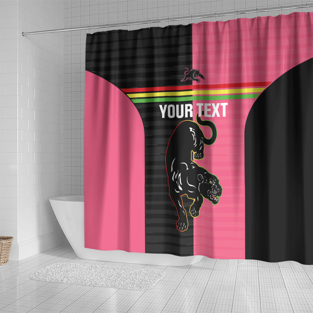 Custom Panthers Rugby Shower Curtain Black Pink Color Sporty Style