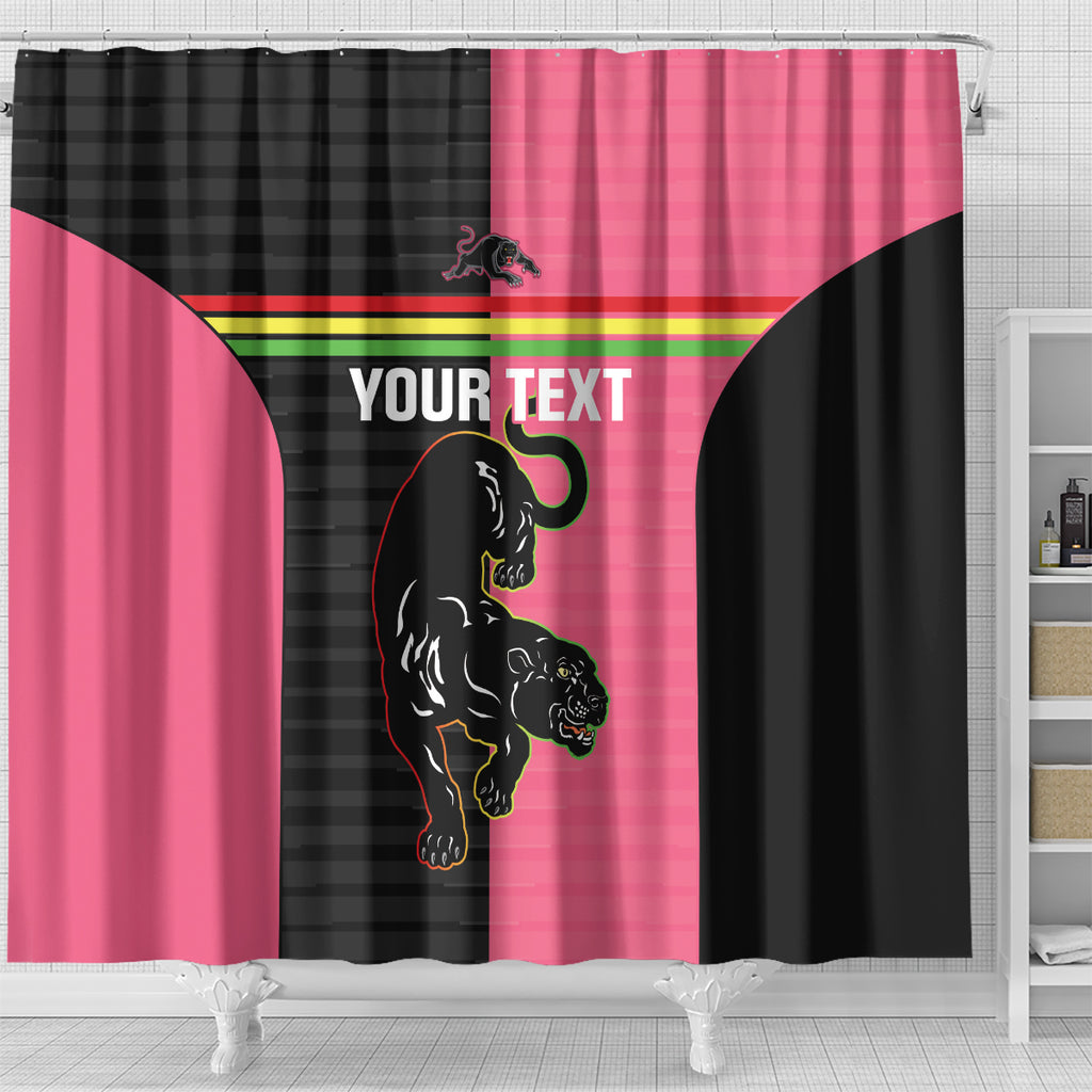 Custom Panthers Rugby Shower Curtain Black Pink Color Sporty Style