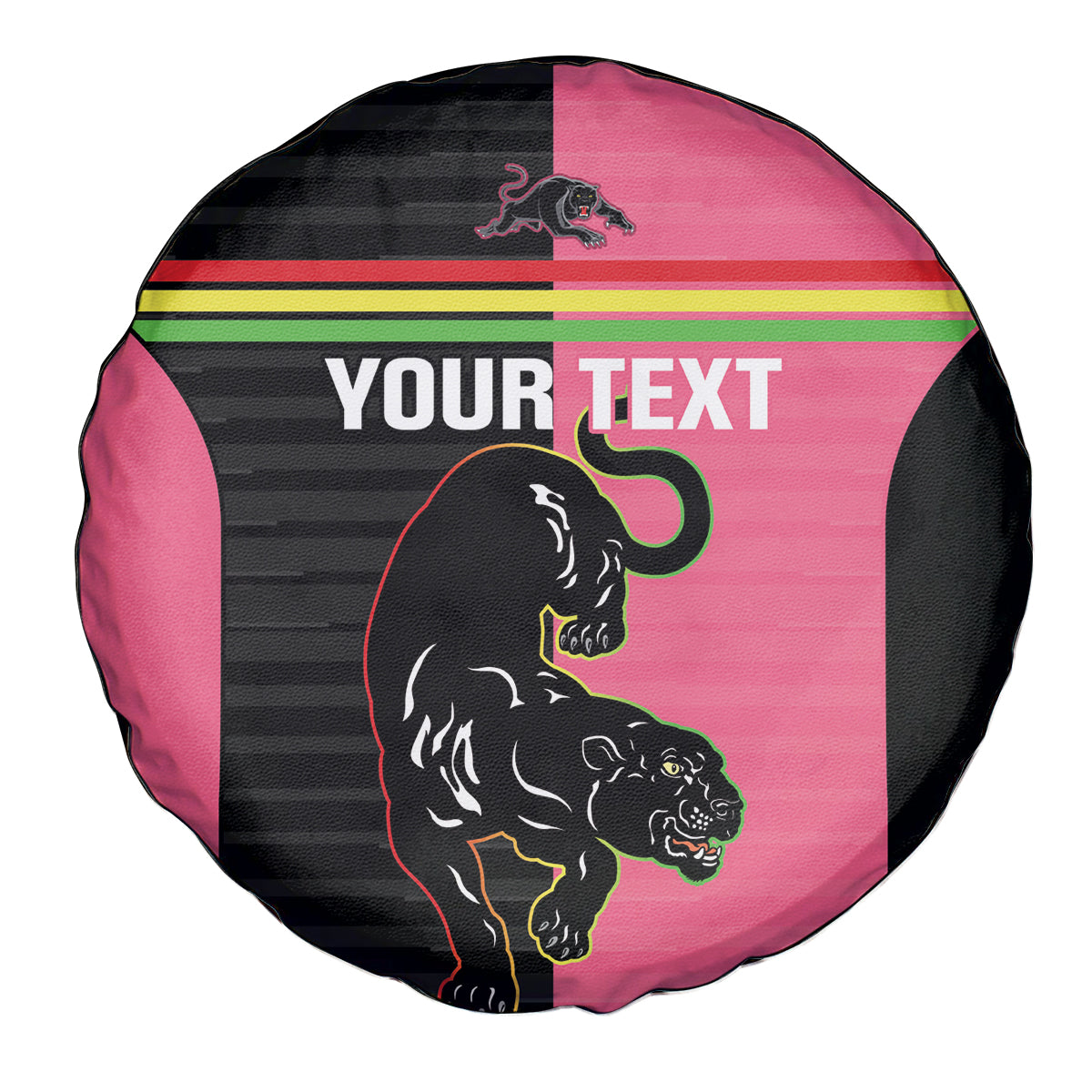 Custom Panthers Rugby Spare Tire Cover Black Pink Color Sporty Style