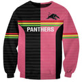 Custom Panthers Rugby Sweatshirt Black Pink Color Sporty Style