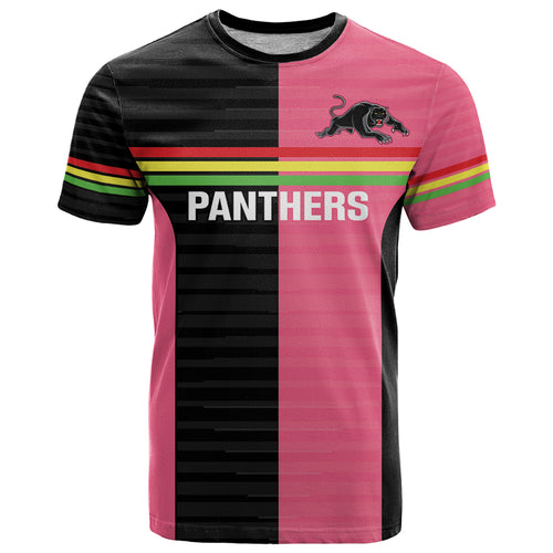 Custom Panthers Rugby T Shirt Black Pink Color Sporty Style