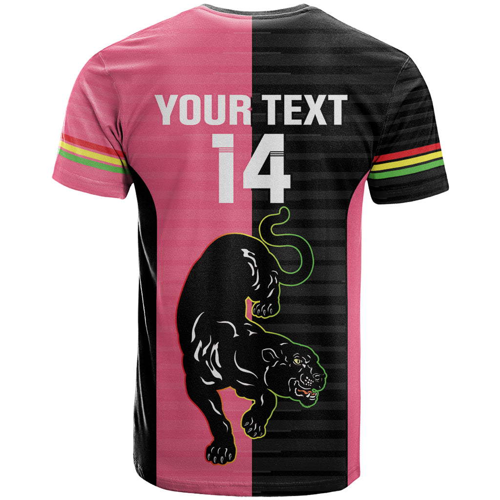 Custom Panthers Rugby T Shirt Black Pink Color Sporty Style