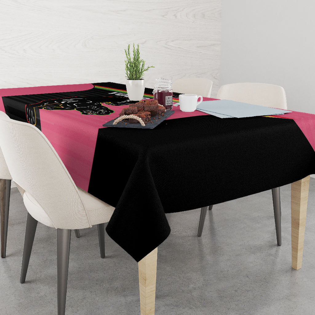 Custom Panthers Rugby Tablecloth Black Pink Color Sporty Style