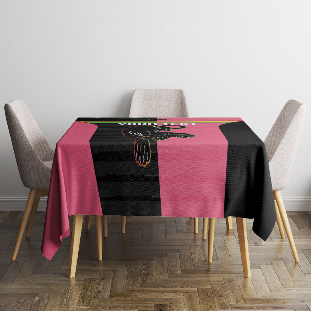 Custom Panthers Rugby Tablecloth Black Pink Color Sporty Style