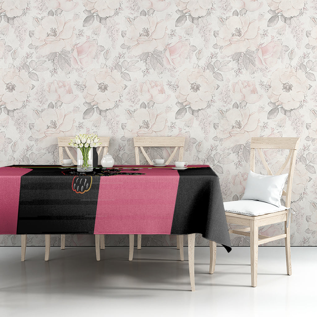 Custom Panthers Rugby Tablecloth Black Pink Color Sporty Style