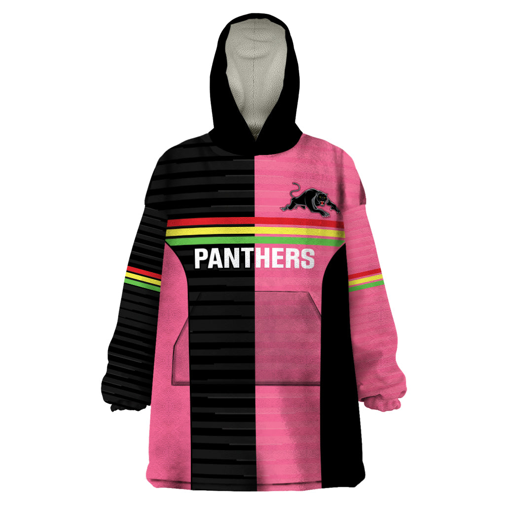 Custom Panthers Rugby Wearable Blanket Hoodie Black Pink Color Sporty Style