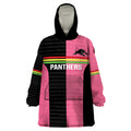Custom Panthers Rugby Wearable Blanket Hoodie Black Pink Color Sporty Style