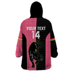Custom Panthers Rugby Wearable Blanket Hoodie Black Pink Color Sporty Style