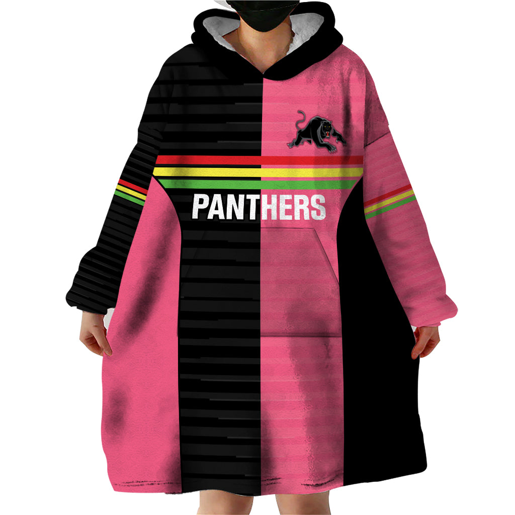 Custom Panthers Rugby Wearable Blanket Hoodie Black Pink Color Sporty Style