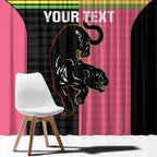 Custom Panthers Rugby Window Curtain Black Pink Color Sporty Style