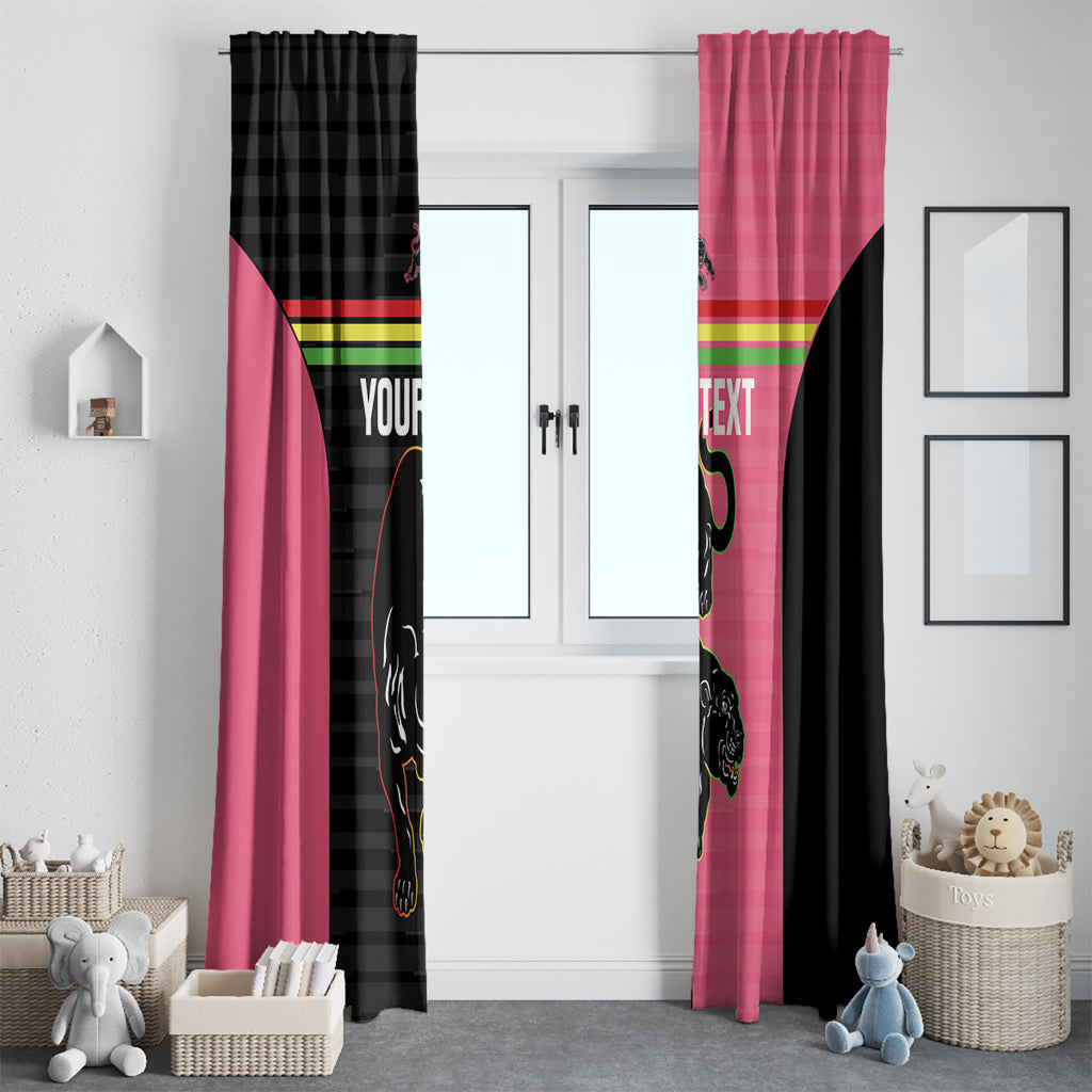 Custom Panthers Rugby Window Curtain Black Pink Color Sporty Style