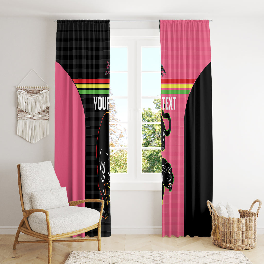Custom Panthers Rugby Window Curtain Black Pink Color Sporty Style