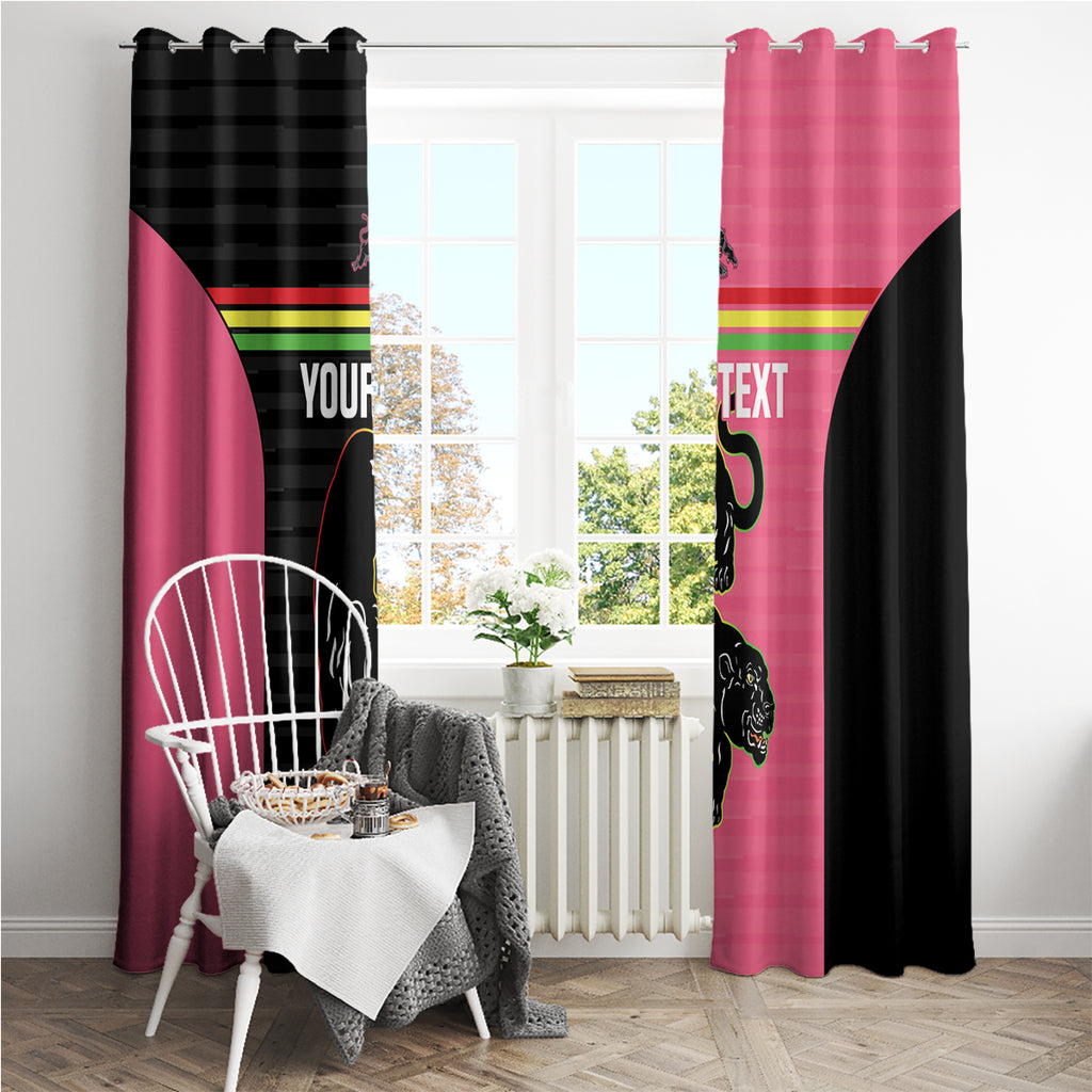 Custom Panthers Rugby Window Curtain Black Pink Color Sporty Style
