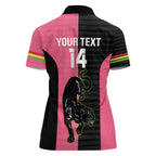 Custom Panthers Rugby Women Polo Shirt Black Pink Color Sporty Style