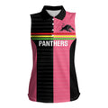 Custom Panthers Rugby Women Sleeveless Polo Shirt Black Pink Color Sporty Style