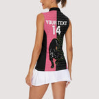 Custom Panthers Rugby Women Sleeveless Polo Shirt Black Pink Color Sporty Style