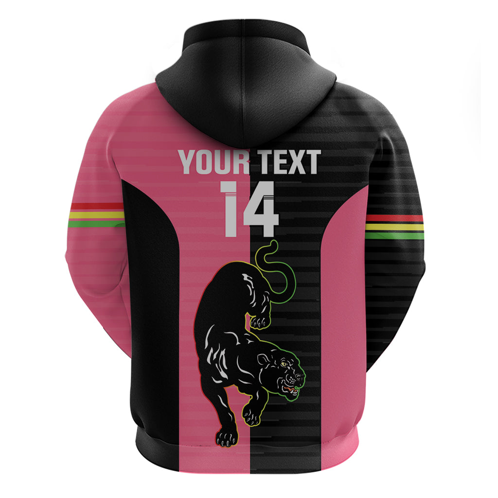 Custom Panthers Rugby Zip Hoodie Black Pink Color Sporty Style