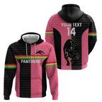 Custom Panthers Rugby Zip Hoodie Black Pink Color Sporty Style