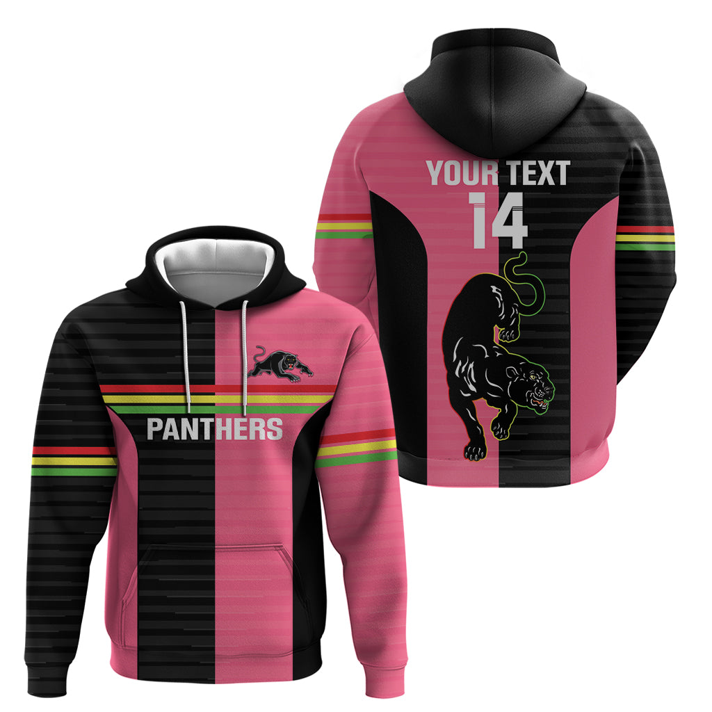 Custom Panthers Rugby Zip Hoodie Black Pink Color Sporty Style