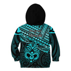 Matariki New Zealand Kid Hoodie Maori New Year Tiki Turquoise Version LT14