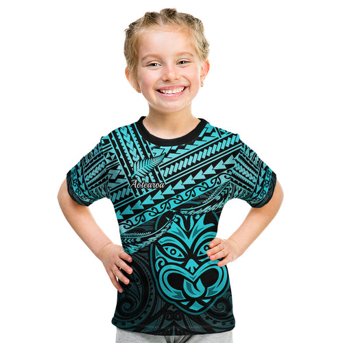 Matariki New Zealand Kid T Shirt Maori New Year Tiki Turquoise Version LT14