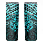 Matariki New Zealand Skinny Tumbler Maori New Year Tiki Turquoise Version