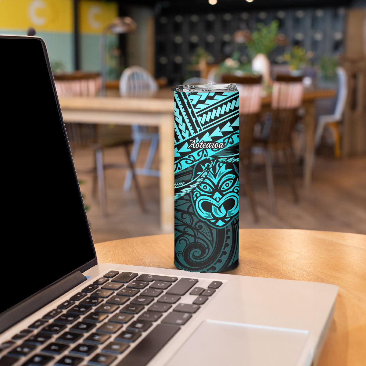 Matariki New Zealand Skinny Tumbler Maori New Year Tiki Turquoise Version