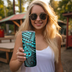 Matariki New Zealand Skinny Tumbler Maori New Year Tiki Turquoise Version