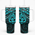 Matariki New Zealand Tumbler With Handle Maori New Year Tiki Turquoise Version