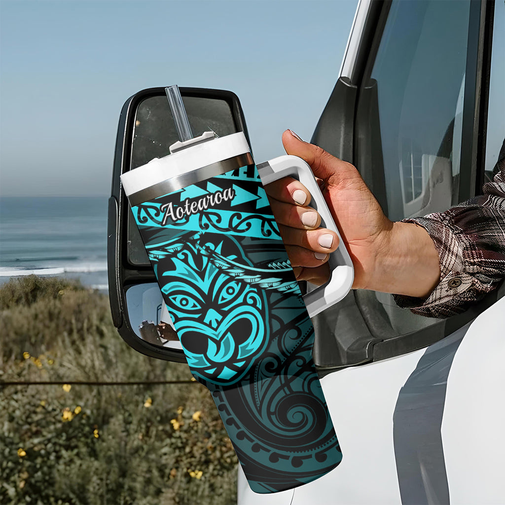 Matariki New Zealand Tumbler With Handle Maori New Year Tiki Turquoise Version