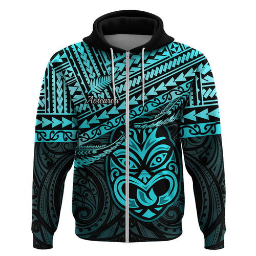 Personalised Matariki New Zealand Hoodie Maori New Year Tiki Turquoise Version LT14