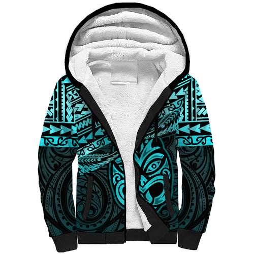 Personalised Matariki New Zealand Sherpa Hoodie Maori New Year Tiki Turquoise Version LT14