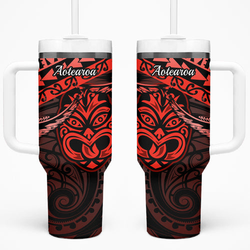 Matariki New Zealand Tumbler With Handle Maori New Year Tiki Red Version