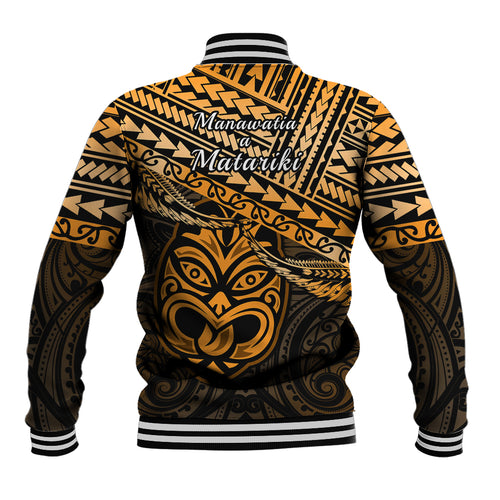Matariki New Zealand Baseball Jacket Maori New Year Tiki Gold Version LT14