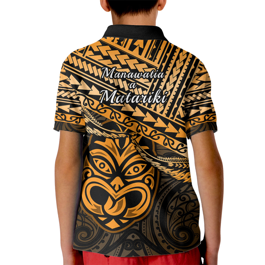 Matariki New Zealand Kid Polo Shirt Maori New Year Tiki Gold Version LT14