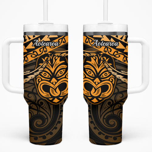 Matariki New Zealand Tumbler With Handle Maori New Year Tiki Gold Version