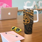 Matariki New Zealand Tumbler With Handle Maori New Year Tiki Gold Version