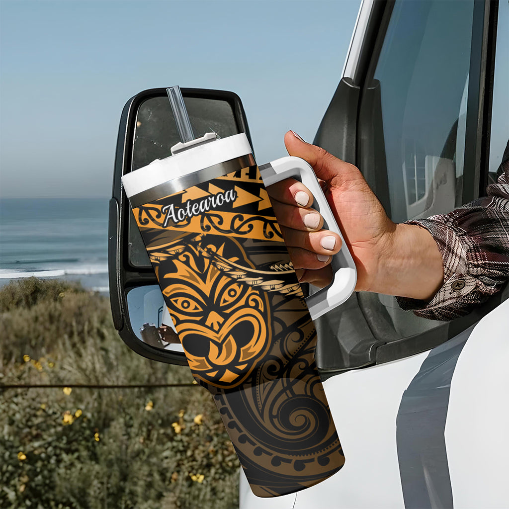 Matariki New Zealand Tumbler With Handle Maori New Year Tiki Gold Version
