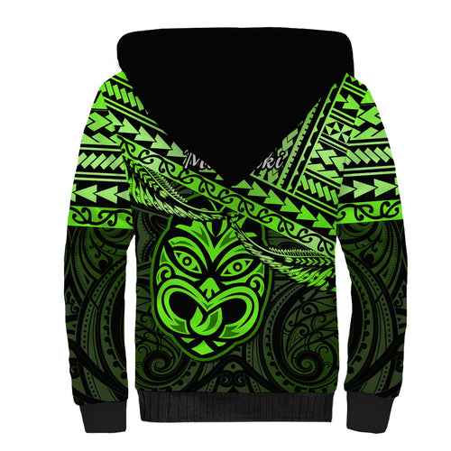 Matariki New Zealand Sherpa Hoodie Maori New Year Tiki Green Version LT14