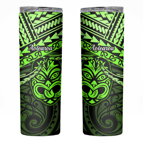 Matariki New Zealand Skinny Tumbler Maori New Year Tiki Green Version