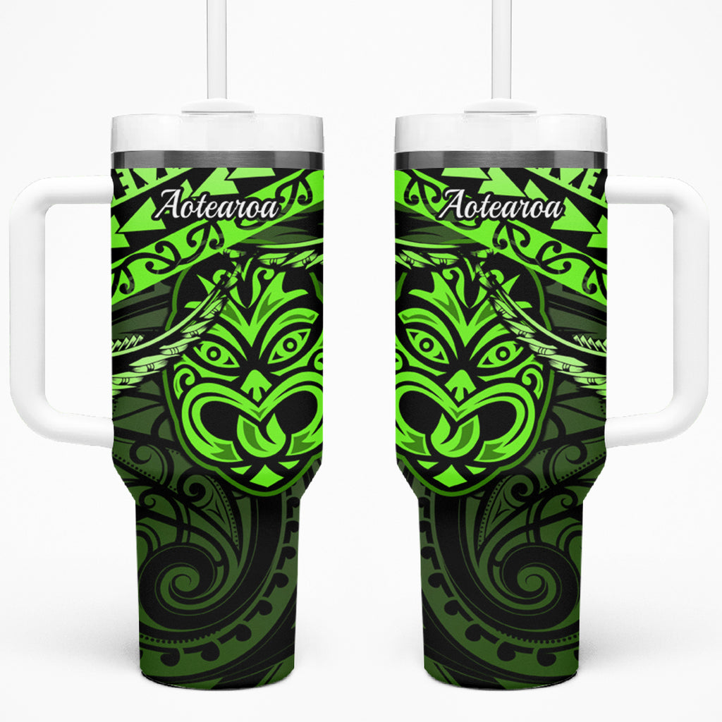 Matariki New Zealand Tumbler With Handle Maori New Year Tiki Green Version
