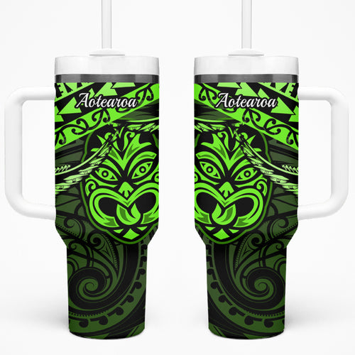 Matariki New Zealand Tumbler With Handle Maori New Year Tiki Green Version