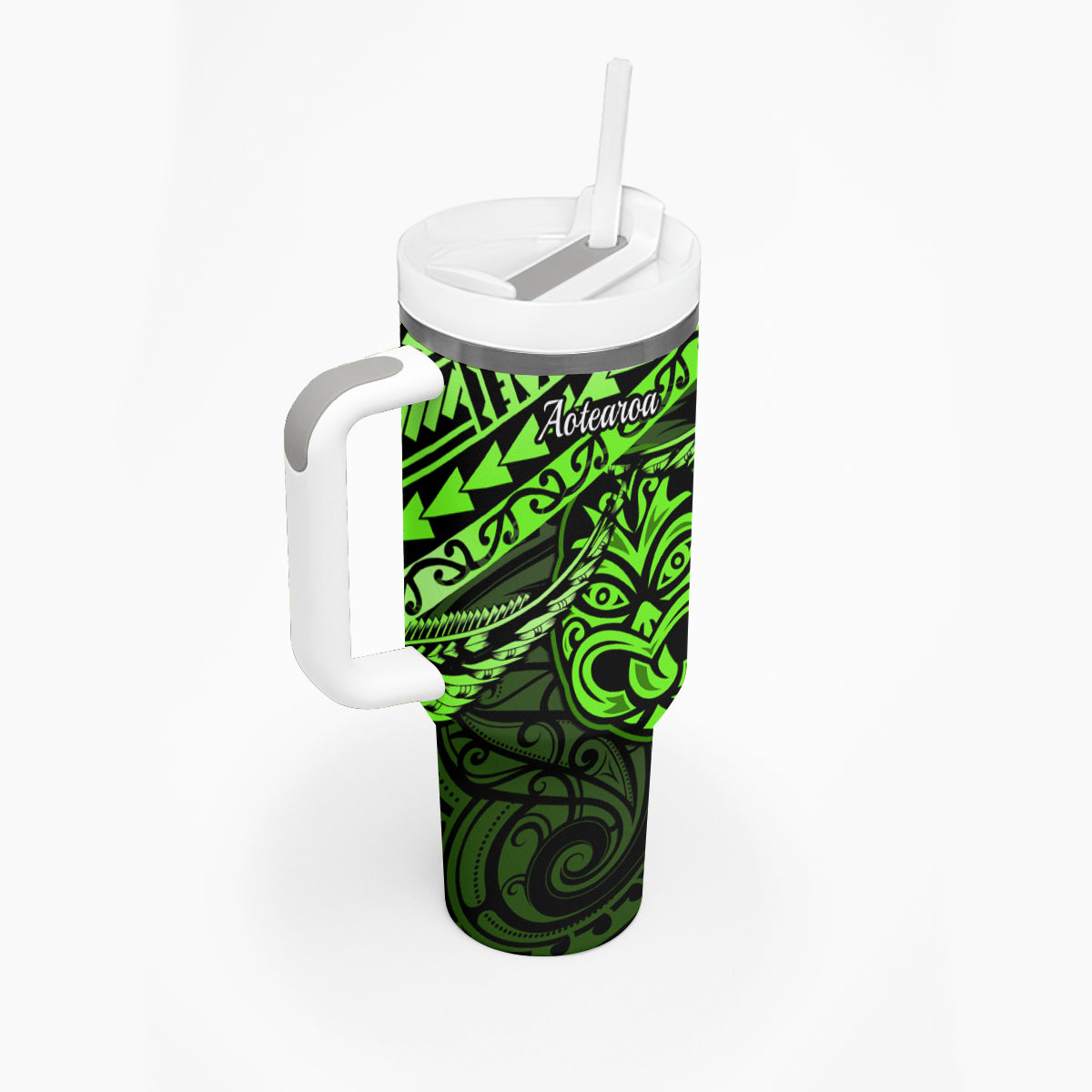 Matariki New Zealand Tumbler With Handle Maori New Year Tiki Green Version