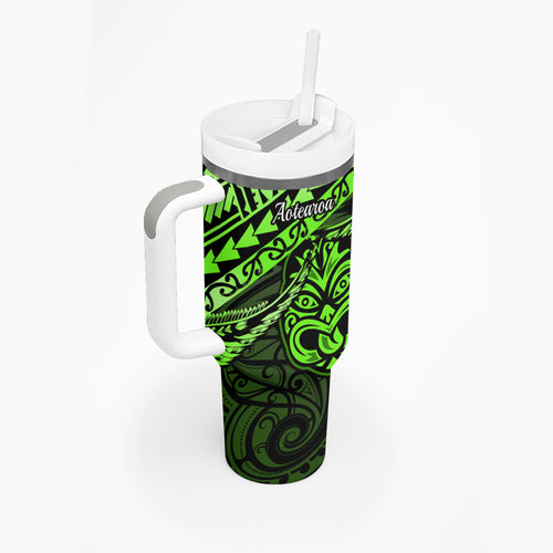 Matariki New Zealand Tumbler With Handle Maori New Year Tiki Green Version