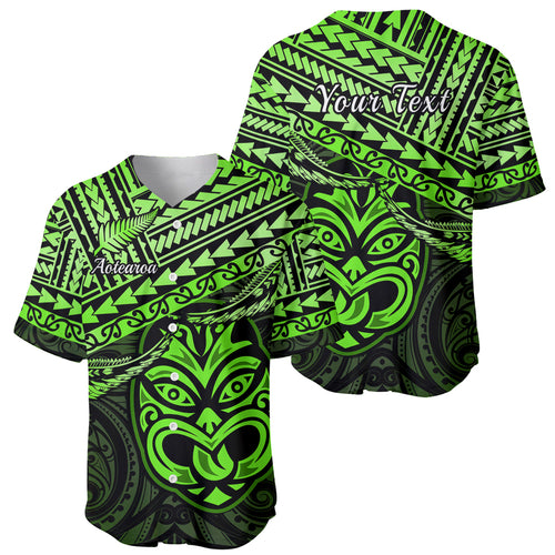Personalised Matariki New Zealand Baseball Jersey Maori New Year Tiki Green Version LT14