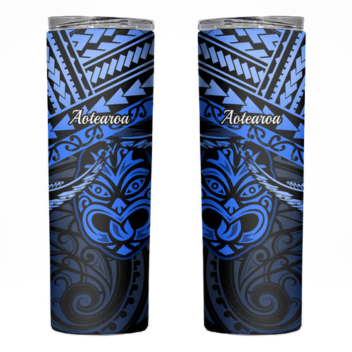Matariki New Zealand Skinny Tumbler Maori New Year Tiki Blue Version