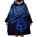 Matariki New Zealand Wearable Blanket Hoodie Maori New Year Tiki Blue Version LT14