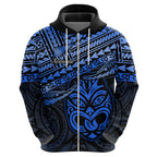 Personalised Matariki New Zealand Hoodie Maori New Year Tiki Blue Version LT14